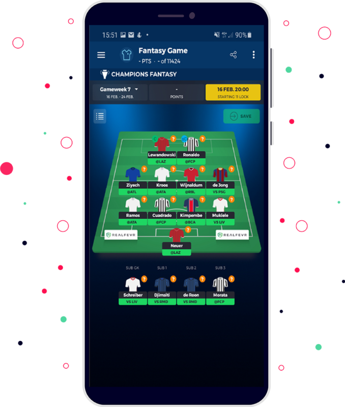 Football Fantasy data mobile screen