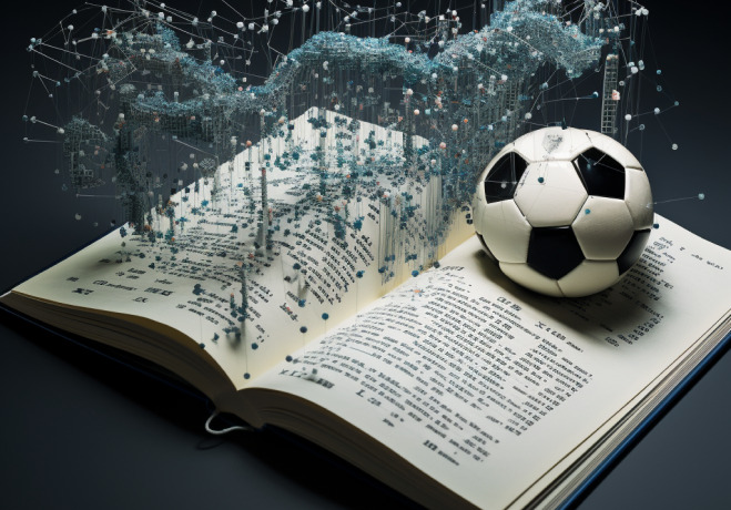 Football API history book with ball