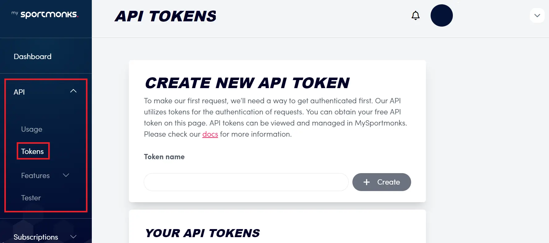 Creat-API-Token_Sportmonks