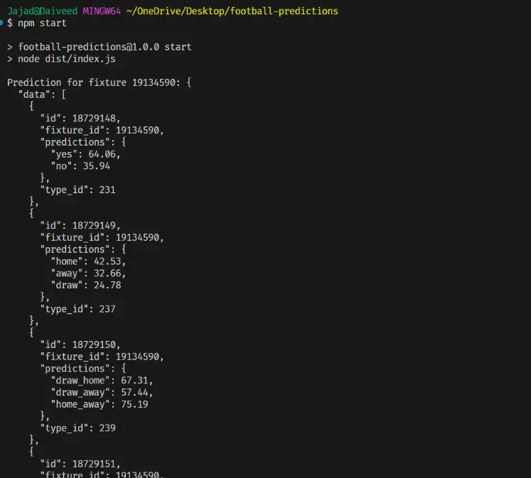 code result from api